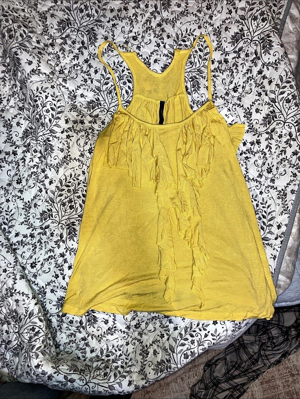 Charlotte Russe Yellow Ruffle Tank Top
